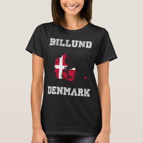 Billund Denmark Vintage Denmark Flag Map T_Shirt