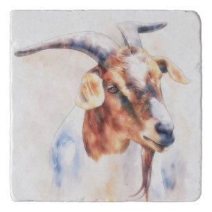 Billy Goat Animal Art Farm Style Trivet
