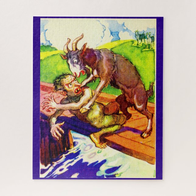 billy goat gruff and troll jigsaw puzzle (Vertical)