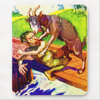 billy goat gruff and troll mouse pad