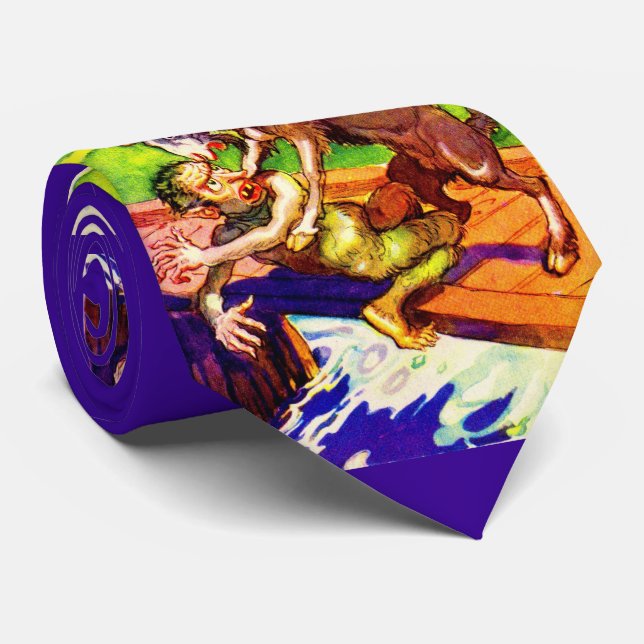 billy goat gruff and troll neck tie (Rolled)