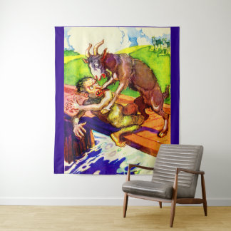 billy goat gruff and troll tapestry