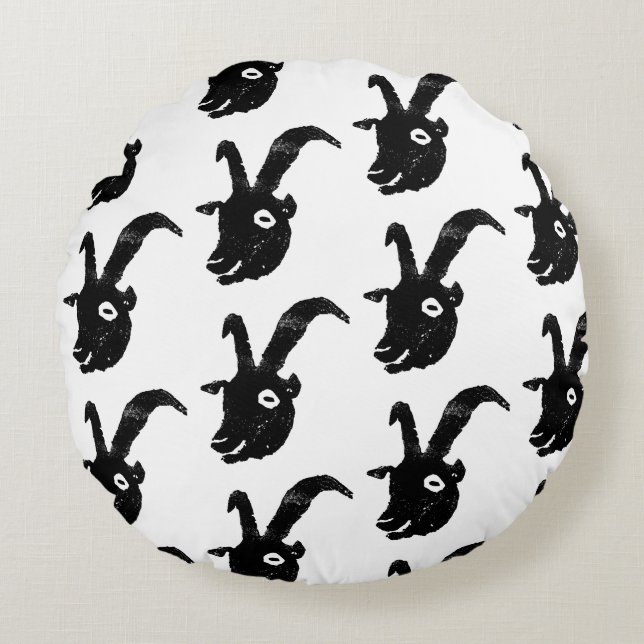 Billy Goat Potato Print Round Pillow (Front)