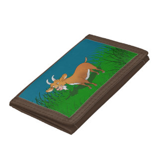 Billy goat with cheerful smile tri-fold wallet