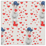 Billy Goat with Valentines and Red Hearts Fabric