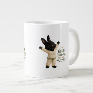 Billy Morning Stretch Cute Black Rex Bunny Giant Coffee Mug