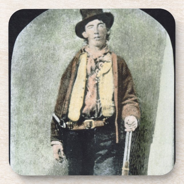 Billy the Kid (coloured engraving) Drink Coaster (Front)