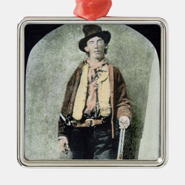 Billy the Kid (coloured engraving) Metal Ornament (Front)