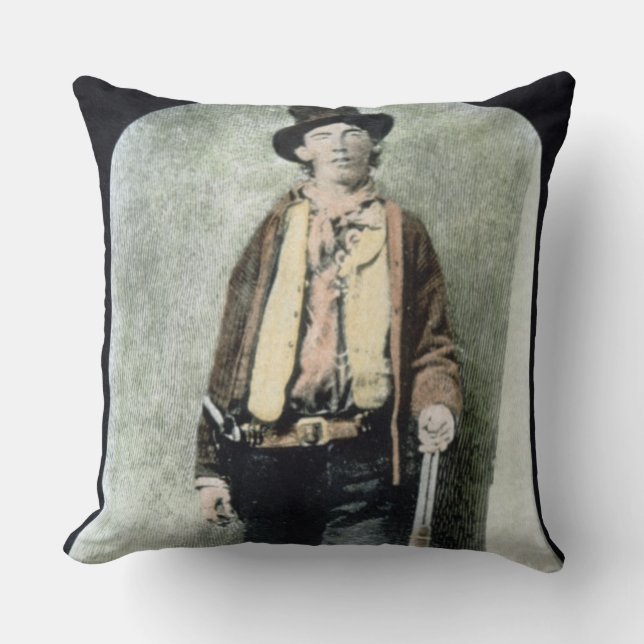 Billy the Kid (coloured engraving) Throw Pillow (Front)