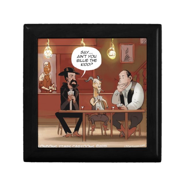 Billy The Kid? Funny Goat Cartoon Keepsake Box (Front)
