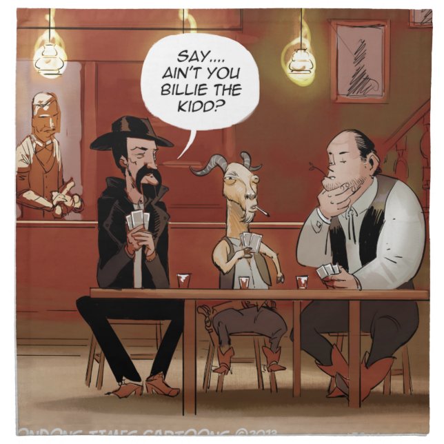 Billy The Kid? Funny Goat Cartoon Napkin (Front)
