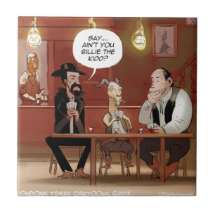 Billy The Kid? Funny Goat Cartoon Tile