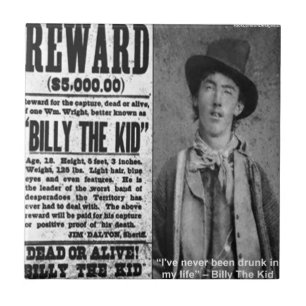 Billy The Kid Wanted Dead Or Alive Gifts & Tees Ceramic Tile