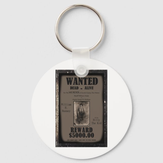 Billy The Kid Wanted Dead or Alive Poster Keychain (Front)