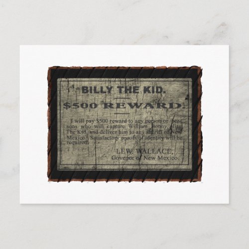 Billy The Kid Wanted Poster Postcard