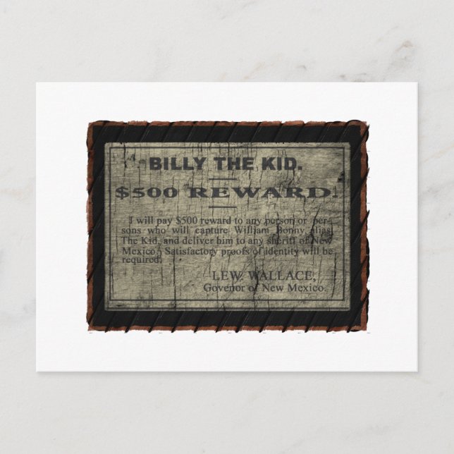 Billy The Kid Wanted Poster Postcard (Front)