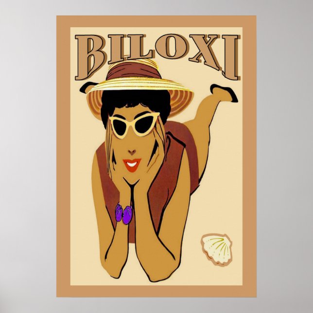 Biloxi, Lady on Beach Poster (Front)