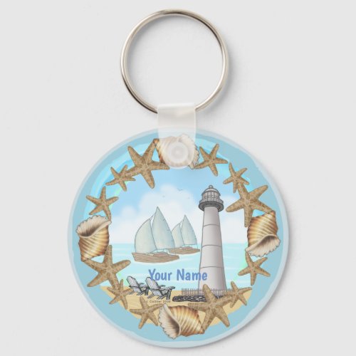 Biloxi Lighthouse custom name keychain
