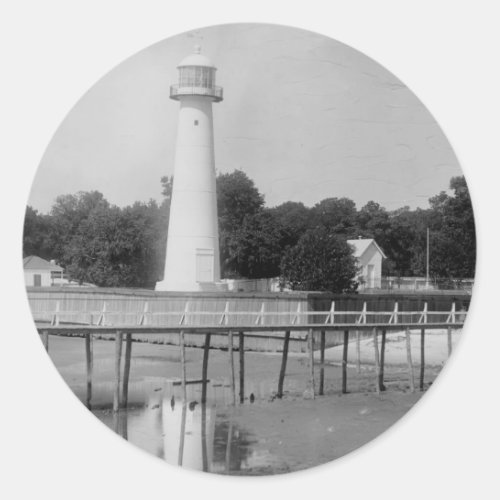 Biloxi Lighthouse Vintage Photo Classic Round Sticker