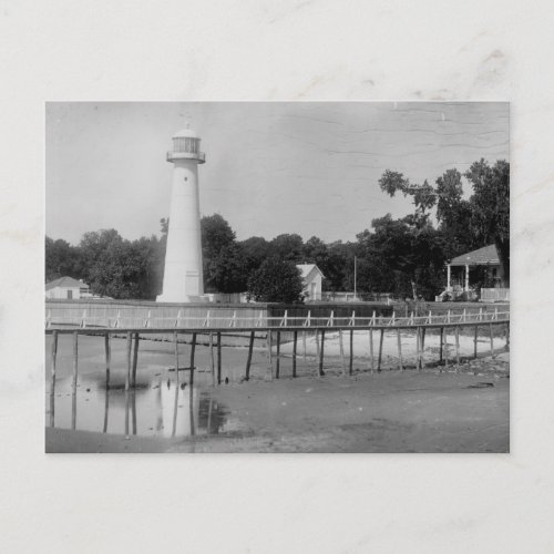 Biloxi Lighthouse Vintage Photo Postcard