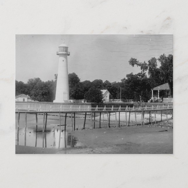 Biloxi Lighthouse Vintage Photo Postcard (Front)
