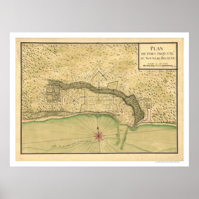 Biloxi Mississippi Fortification Map 1721 Poster (Front)