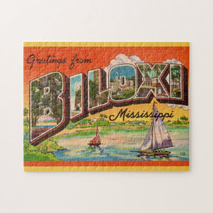 Biloxi Mississippi Greetings Postcard Jigsaw Puzzle