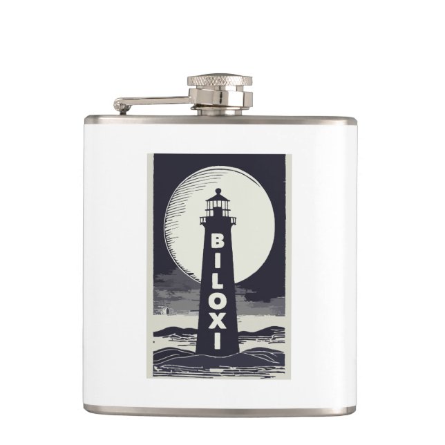 Biloxi Mississippi Lighthouse Moon Flask (Front)