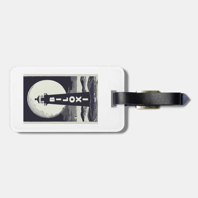Biloxi Mississippi Lighthouse Moon Luggage Tag (Back Horizontal)