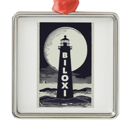 Biloxi Mississippi Lighthouse Moon Metal Ornament