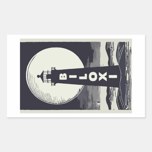 Biloxi Mississippi Lighthouse Moon Rectangular Sticker (Front)