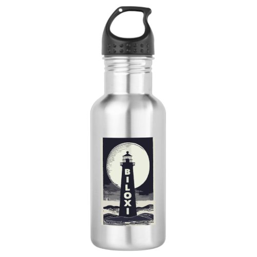 Biloxi Mississippi Lighthouse Moon Stainless Steel Water Bottle