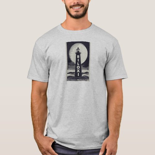 Biloxi Mississippi Lighthouse Moon T_Shirt