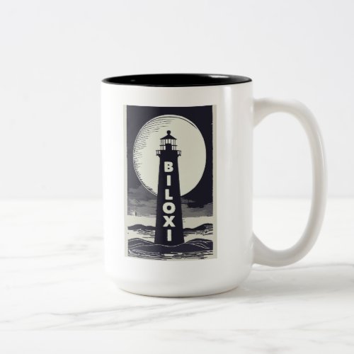 Biloxi Mississippi Lighthouse Moon Two_Tone Coffee Mug