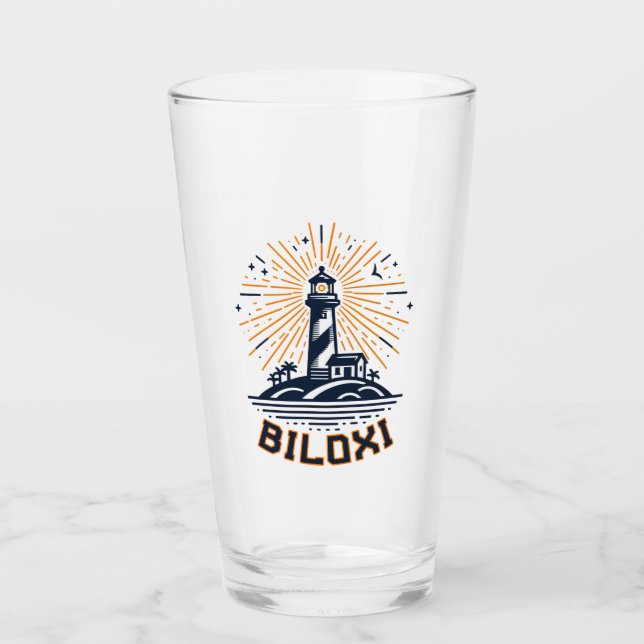 Biloxi Mississippi Lighthouse Sunrise Glass (Front)