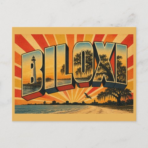 Biloxi Mississippi Lighthouse White Sand Live Oaks Postcard