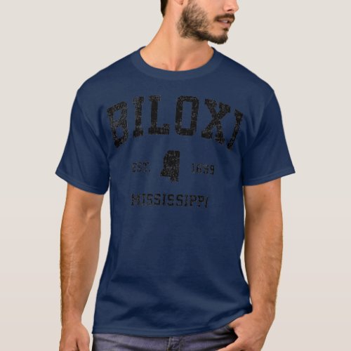 Biloxi Mississippi MS Vintage Sports Design Black  T_Shirt