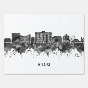 Biloxi Mississippi Skyline BW Sign