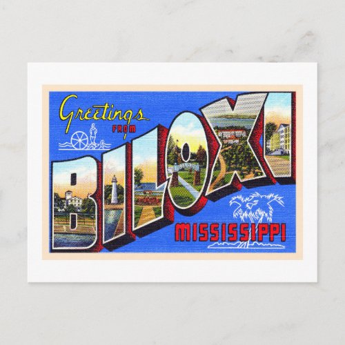 Biloxi Mississippi Vintage Large Letter Postcard