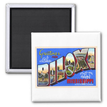 Biloxi Mississippi Vintage Large Letter Postcard Magnet