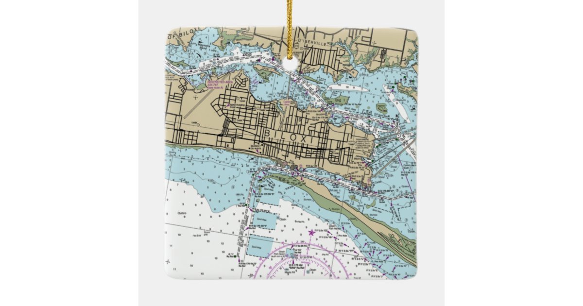 Biloxi MS Nautical Chart Ceramic Ornament Zazzle