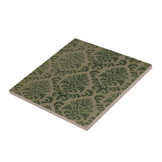 BILTMORE DAMASK in STAMPED METAL IN OLIVE Ceramic Tile