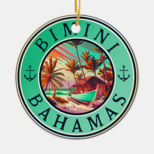 Bimini Bahamas anchor Fishing Travel Vintage boat Ceramic Ornament