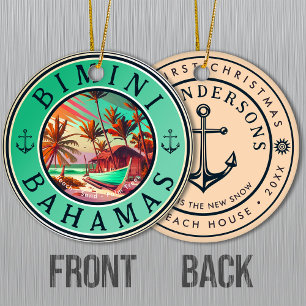 Bimini Bahamas anchor Fishing Travel Vintage boat Ceramic Ornament