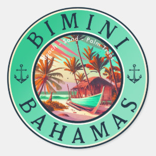 Bimini Bahamas anchor Fishing Travel Vintage boat Classic Round Sticker