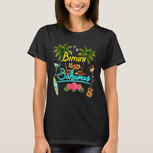 Bimini Bahamas Beach Summer Palm Surf Sun Set Palm T-Shirt (Front)