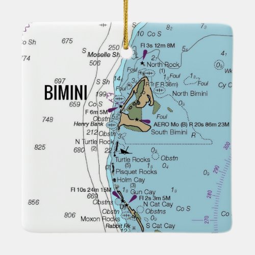 Bimini Bahamas Chart Ceramic Ornament