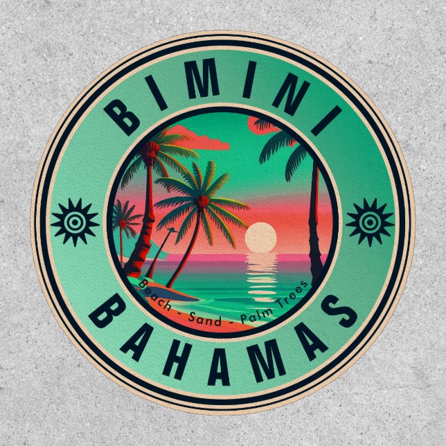 Bimini Bahamas Retro Sunset Travel Souvenir 1950s Patch (Front)