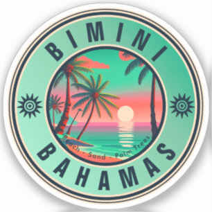 Bimini Bahamas Retro Sunset Travel Souvenir 1950s Sticker