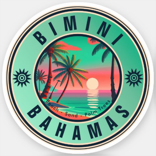 Bimini Bahamas Retro Sunset Travel Souvenir 1950s Sticker